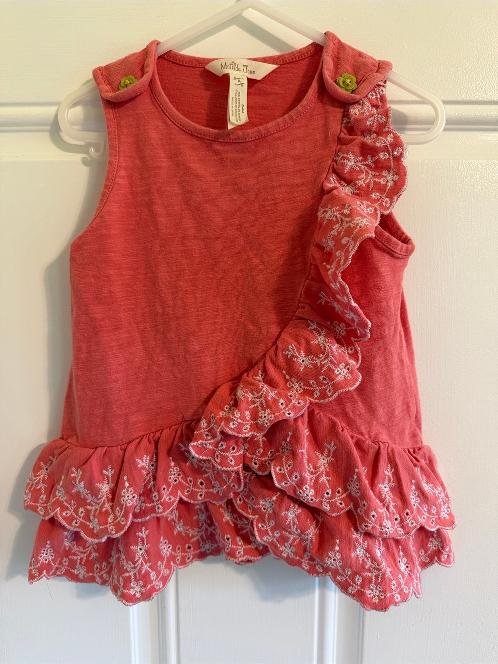 Matilda Jane Coral Pink Ruffle Tank Top (4)
